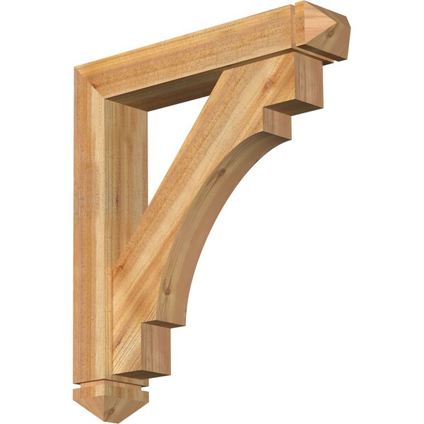 Ekena Millwork Merced Arts and Crafts Rough Sawn Bracket w/ Offset Brace, Western Red Cedar, 6"W x 30"D x 34"H BKT0604X30X34MRC03RWR - main